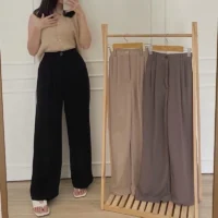 Loose Pants 332 Trousers Wanita Anti Kusut – Celana Kulot Highwaist Wanita Bahan Jatuh Celana Kantor Formal / Casual
