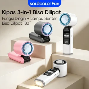 SOLOCOLO K801 Kipas Genggam Portabel Lipat 3-in-1 Pendingin Semikonduktor Dengan Tampilan Digital LED Kompres Es 199 Level Kecepatan