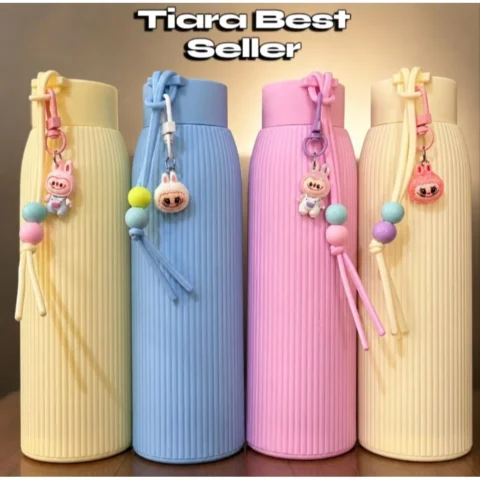 Tumbler Jepang/Botol Minum Macaroon Kaca 500mL + Free (Gantungan Boneka) Botol Minum Cantik Viral Lucu Terbaru Tumbler Aesthetic